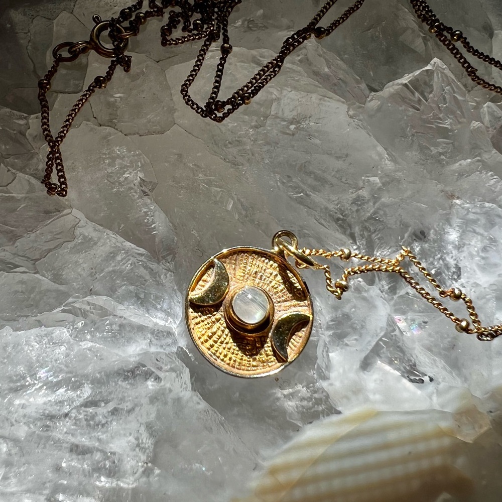Gold Moonstone Goddess Necklace